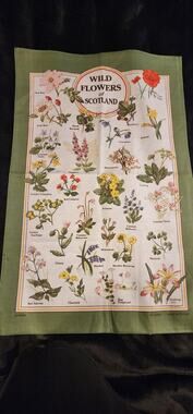 CliveMayor Wild Flowers ofScotland Tea Towel Madein Britain Botanical CottonRare